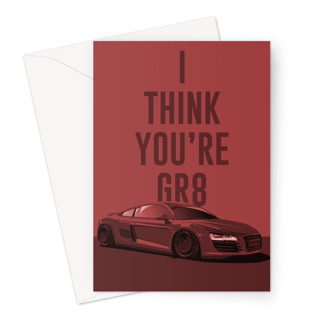 CAR CARDS YOURE GR8 RED GREETING CARD