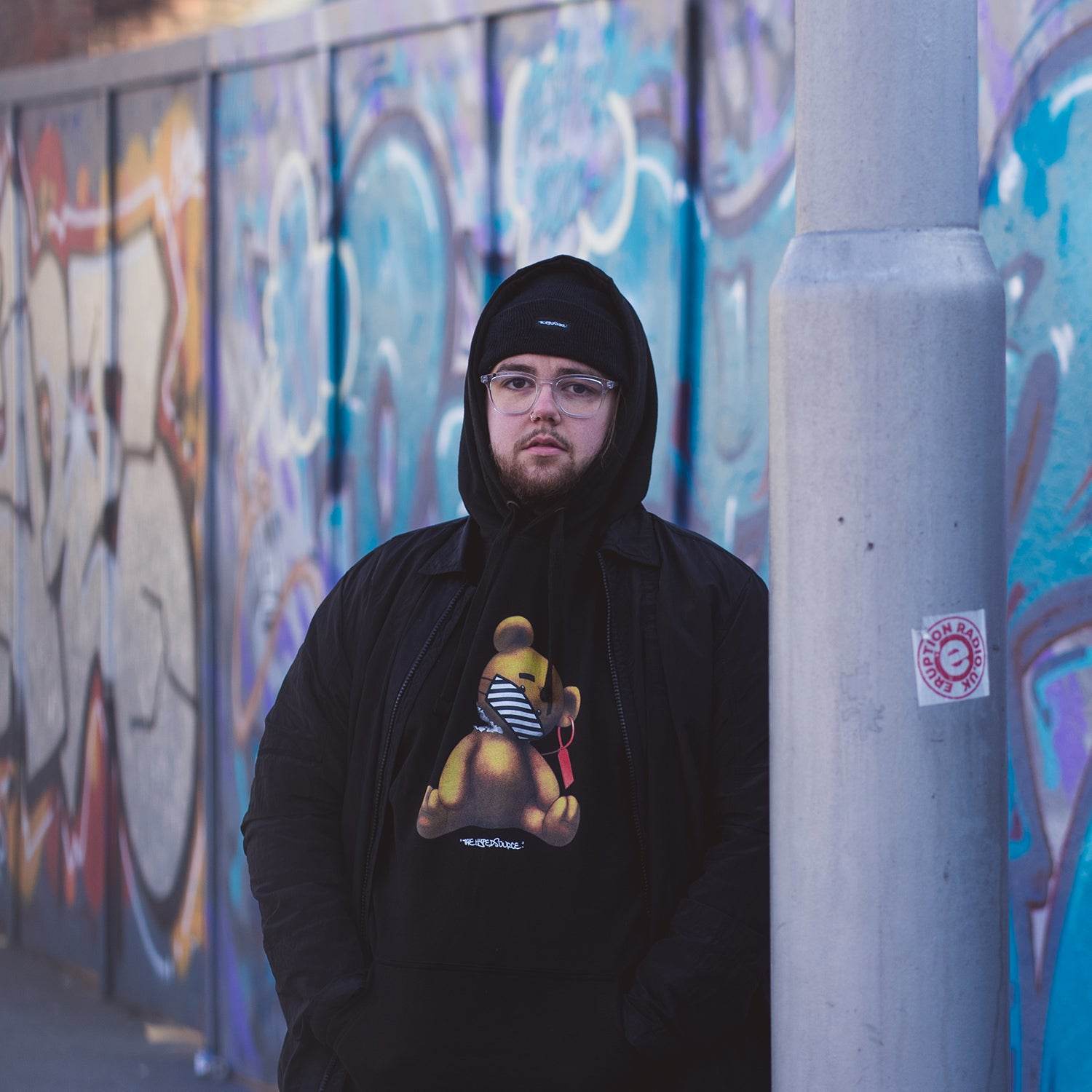 THE HYPED SOURCE BEAR FACE MASK HOODIE (BLACK) - The Drivers HQ