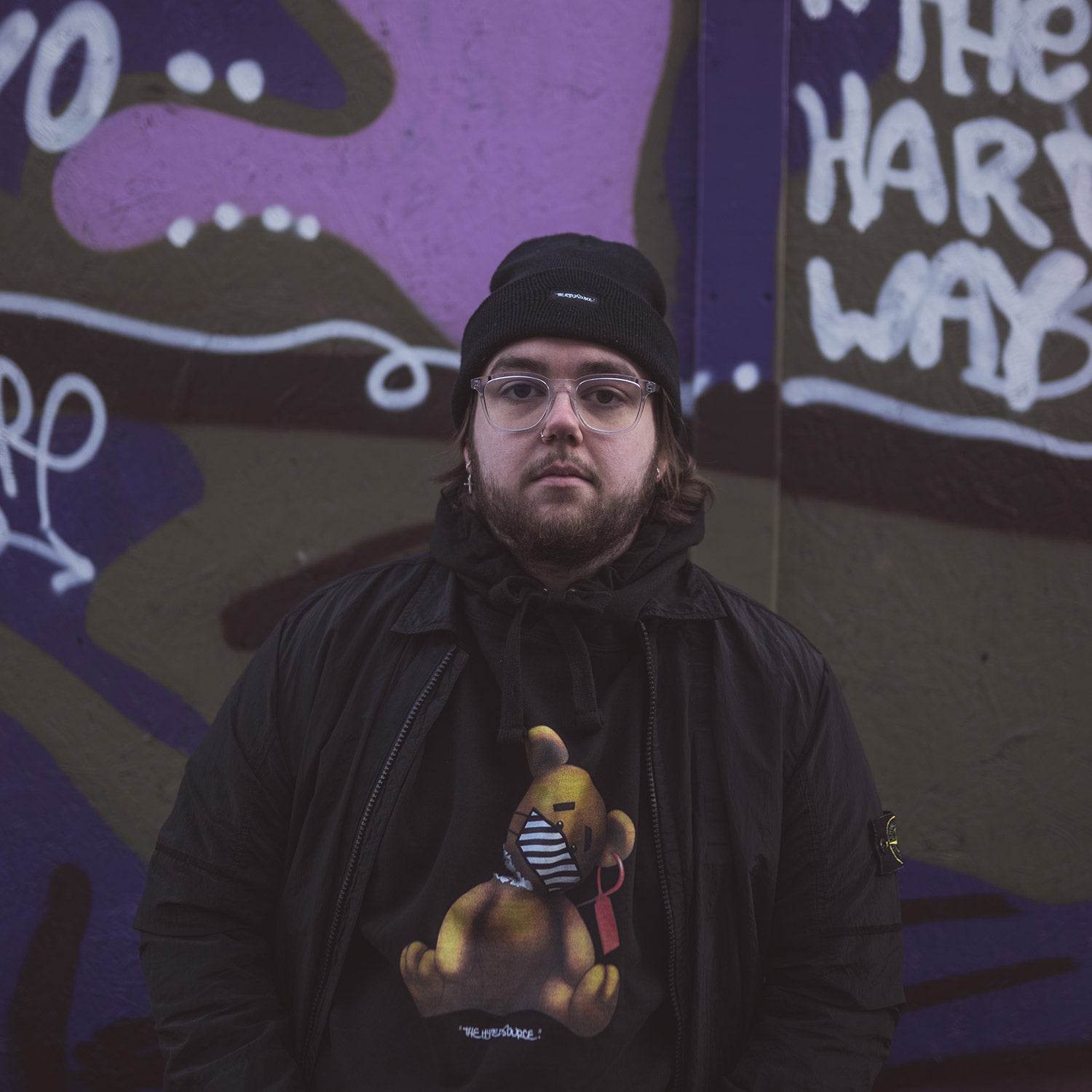 THE HYPED SOURCE BEAR FACE MASK HOODIE (BLACK) - The Drivers HQ