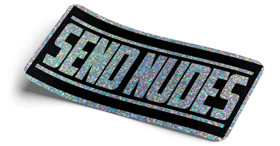 STRICTLY STATIC SEND NUDES SILVER GLITTER SLAP STICKER - The Drivers HQ